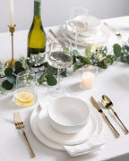 TheTerra Ceramic Dinnerware Sets for 4, 12 Pieces Porcelain Lightweight Plates and Bowls Sets, Scratch Resistant Dish Set, Oven & Microwave & Dishwasher Safe, Bright White
