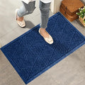Sturdy Front Door Mat, Absorbent Muddy Dirt Resist Welcome Door Mats Outdoor Indoor, Stain and Fade Resistant, Non-Slip Rubber Backing Low Profile Doormat for Entryway, 30×17, Blue