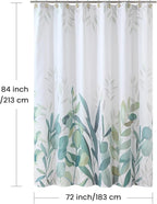 Extra Long Fabric Shower Curtain, Sage Green Plant Botanical Eucalyptus Leaves Print Shower Curtains for Bathroom, 72" W x 84" H