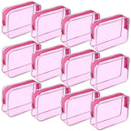 Weewooday 12 Pieces Clear Makeup Bags Cosmetic Storage Bags PVC Zipper Pouches Travel Waterproof Makeup Plastic Case for Women Organizing Toiletries Traveling Bathroom(Medium,Hot Pink)