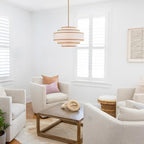 19.7" Gold Drum Chandelier with White Linen Lampshade 4-Light Modern Farmhouse Chandelier Light Fixture for Living Room, Dining Room, Kitchen Island, Foyer, Entryway, Bedroom