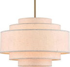 Modern 19.7" Drum Chandelier 4-Lights Vintage Modern Chandelier Light Fixture with Linen Shade Retro Farmhouse Drum Chandeliers for Dining Room, Kitchen Island, Living Room, Bedroom