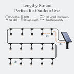 Brightech Ambience Pro - 48 Ft Waterproof, Solar Power Outdoor String Lights - 1W LED Hanging Edison Bulbs Create Bistro Ambience in Your Yard - Commercial Grade, Shatterproof - 15 Lights, Soft White