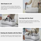 danpinera 75L Woven Laundry Hamper with Long Leather Handles, Baby Laundry Basket for Nursery, Tall Hampers for Bedroom Aesthetic, Decorative Clothes Storage Basket for Family White & Black