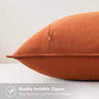 MIULEE Fall Decorative Linen Euro Sham Pillow Covers 24x24 Burnt Orange Boho Farmhouse Neutral Couch Throw Pillows for Bed Pack of 2 Accent Modern Pillowcase Summer Sofa Livingroom Home Decor