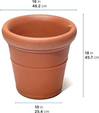 Step2 Claremont Tall Round Planter, Large Planters for Outdoor Plants, Gardening and Flower Pot for Patio or Porch, Efficient Drainage, Durable Plastic, Terracotta, 2-Pack