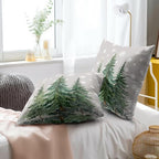 Christmas Pillow Covers 22x 22 Inch Pack of 2,Grey Xmas Tree Snow Winter Decorative Cotton Square Throw Pillowcases,Christmas Decor for Bedroom Sofa Couch Cushion