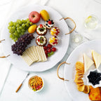 TP 19" Large Serving Tray with Rattan Handle, Melamine Round Serving Platters, Decorative Trays for Kitchen, Parties, Entertaining, Set of 2