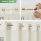Cream No Hook Shower Curtain with Snap-in Fabric Liner Set,Slub Textured Fabric Shower Curtains for Bathroom,Hotel Style Modern Shower Curtain,Water Repellent & Washable,71x77(75)