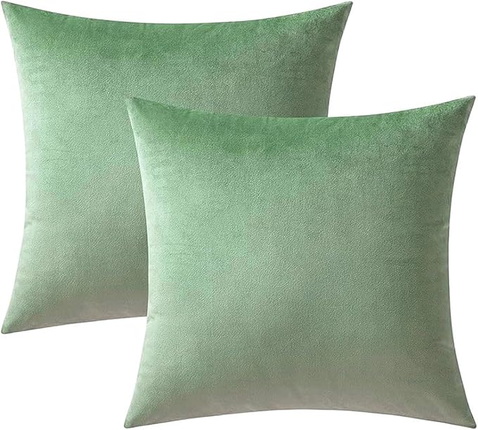 VAKADO Throw Pillow Covers Decorative 18x18 Set of 2 Sage Green Outdoor Decor Couch Cushion Covers Euro Pillowcases Home Bed Decoration for Sofa Bedroom Office