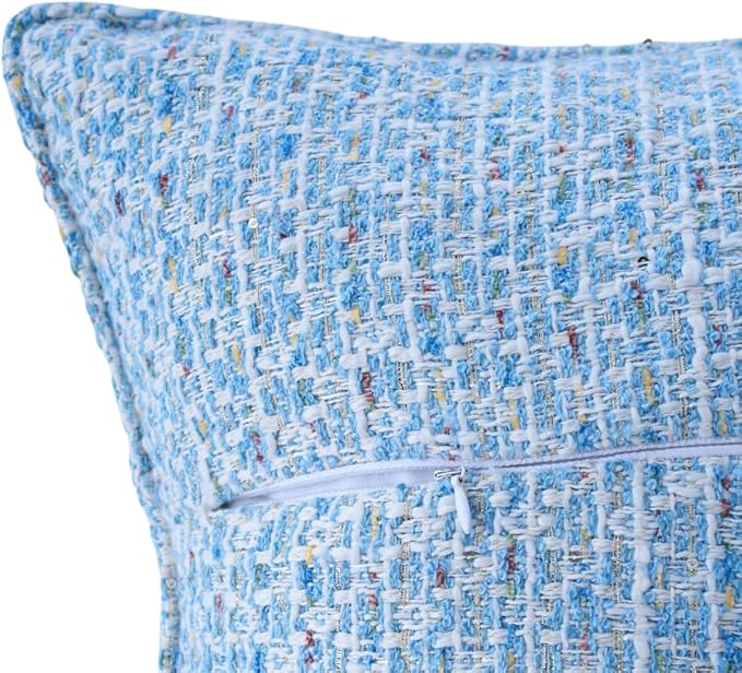 Luxury Tweed & Chenille Throw Pillow Covers – Set of 2 (18" x 18") with Soft and Luxurious Textures Decorative Throw Pillows for Couch, Bed, and Home Decor (Blue)
