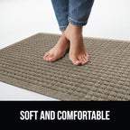 GORILLA GRIP Front Door Mat, 72x24, Indoor Outdoor Ultra Absorbent HydroAbsorb Doormat, Absorbs Up to 2.75 Cups of Water, Stain and Fade Resistant, Rubber Backing Doormats, Captures Dirt, Beige