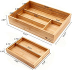 2-Tier Drawer Organizer with Removable Cutlery Tray Kitchen Utensil Silverware Drawer Organizer, Silverware Tray for Drawer Utensil Holder Bamboo Flatware Box for Utensils Stationery Cosmetics (S)