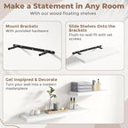 Floating Shelves for Wall with Invisible Brackets, Wall Mounted Engineered Wood Shelves with Wood Grain for Living Room, Bedroom, Bathroom, Kitchen Decor and Storage, Oak, 8"L Set of 3, White