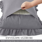 KKJIAF Ruffle Body Pillow Cases Set of 1, Ruffled Pillow Covers with Envelope Closure, Wrinkle Resistant Ruffled Long Pillow Shams 20" x 54", Grey