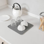 Silicone Dish Drying Mat for Multiple Usage,Easy clean,Eco-friendly,Heat-resistant Silicone Mat for Kitchen Counter or Sink,Refrigerator or Drawer liner Grey M 12 inches x 12 inches