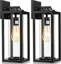 20inch Large Outdoor Wall Lights - 2 Packs Modern Black Exterior Light Fixture with Clear Glass Shade, Waterproof Porch Lighting for House, Farmhouse Sconces Lantern for Front Door, Garage