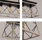 Q&S Dining Room Chandelier Light Fixtures,Farmhouse Rustic Vintage Antique Linear Chandeliers Pendant Ceiling Light Fixture for Kitchen Island Bar Office Coffee Shop 5-Lights Oak and ORB UL Listed