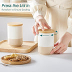vancasso Sabine Ceramic Canister Set with Airtight Wood Lids - 4-Piece Small Kitchen Storage for Coffee, Sugar, Tea & Spices (18 oz Each) - Compact Countertop Jars