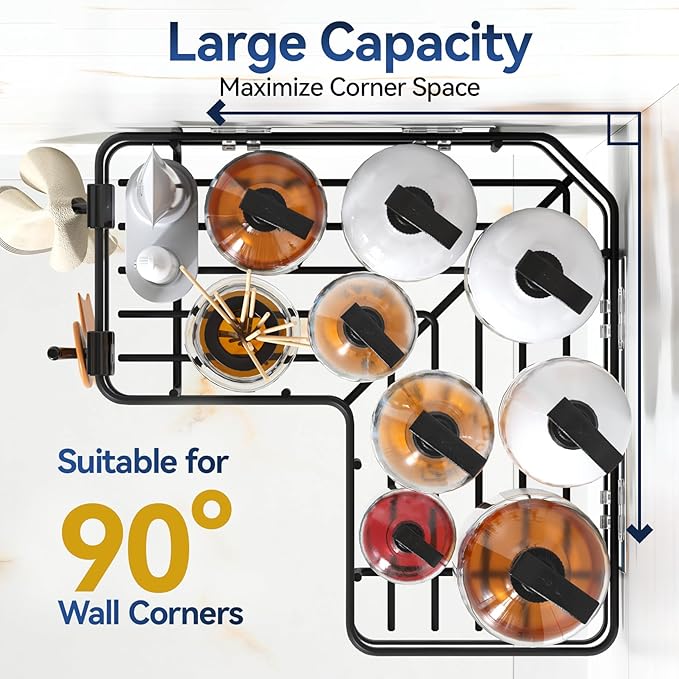 YASONIC Corner Shower Caddy Organizer, 5-Pack Adhesive Rustproof Stainless Steel Shower Shelves with Soap Holder, No Drilling Shower Storage Rack for Family Renters Bathroom, Black