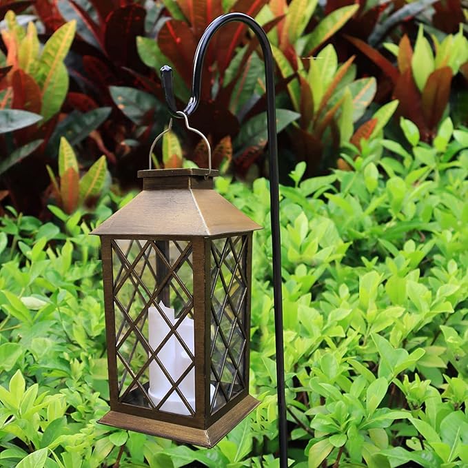 Solar Lantern Outdoor,Garden Hanging Lantern- PVC Waterproof 3 LED Flickering Flameless Candle Decorative Lights for Table,Outdoor,Party(1 Pack)