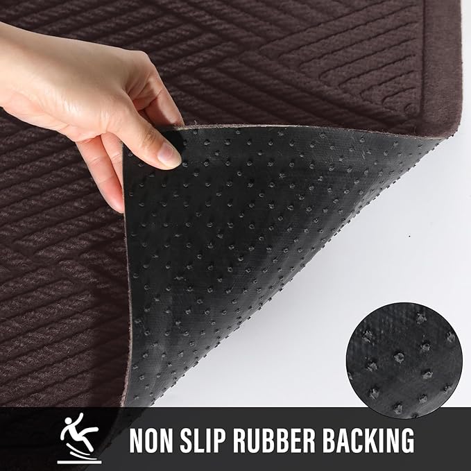 Sturdy Front Door Mat, Absorbent Muddy Dirt Resist Welcome Door Mats Outdoor Indoor, Stain and Fade Resistant, Non-Slip Rubber Backing Low Profile Doormat for Entryway, 72×24, Coffee