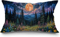JINYO Boho Floral Moonlit Forest Mountain Pillow Covers 12x20 inch, Watercolor Full Moon Night Nature Scenery Decorative Pillow Covers for Home Bedroom Living Room Office Decor