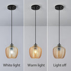 Amber Glass Pendant Lights Kitchen Island 3 Pack 6.29 in Glass Globe Pendant Light Fixture Adjustable Modern Farmhouse Pendant Lighting for Bedroom Dining Room