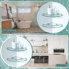 Crowye 2 Pcs Corner Shower Shelf 2-tier Glass Corner Shelf Stainless Steel Wall Mounted Bathroom Organizer for Storing Shower Gel Shampoo Brush, 9.25 Inches