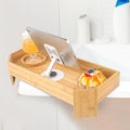 Bamboo Hot Tub Tray with Phone Slot Waterproof Bath Tub Tray Wood Non-Slip Side Table & Beverage Holder for Hot Tubs & Bathtubs for Drinks and Essentials Relaxation Caddy for Your Spa Time