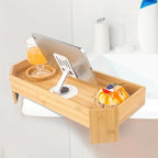 Bamboo Hot Tub Tray with Phone Slot Waterproof Bath Tub Tray Wood Non-Slip Side Table & Beverage Holder for Hot Tubs & Bathtubs for Drinks and Essentials Relaxation Caddy for Your Spa Time