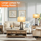 Cream & Black Modern Bedside Lamps - 22" Tall, Touch USB C+A, 3 Way Dimmable Set of 2 for Night Stands & End Tables
