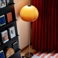 MIXL-Orange Mushroom Floor Lamp,Chrome Floor Lamp with Foot Switch,Dimmable Standing Lamp with Dome Shade,Mid-Century Modern Reading Lamp for Living Room Bedroom and Office