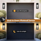 Dusk to Dawn Outdoor Light Fixture 2-Light, Large Outdoor Lantern 16” IP65 Waterproof Exterior Sconce with Photocell Sensor Outside Wall Light for House Front Porch Wall Mounted Lamp, E12