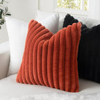 MIULEE Faux Fur Decorative Throw Pillow Covers 16x16 Inch Set of 2, French Modern Art Home Decor Soft Plush Couch Pillows Cozy Fluffy Cushion Covers for Sofa Bed Black