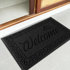Yimobra Welcome Front Door Mat, Heavy Duty Easy Clean Doormat Indoor Outdoor, Waterproof Quick Dry Floor Mat for Home, Garage, Hign Traffic Areas, Non Slip, Low Profile, 29.5X17 Inches, Black
