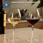 MICHLEY Unbreakable Red Wine Glasses 17 oz, Tritan Plastic Reusable Stemware for Indoor and Outdoor Use, Set of 2