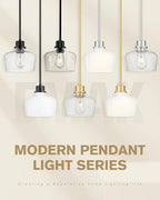 Emak Modern Black Pendant Lights, 8 Inch Kitchen Pendant Lighting Over Island with Clear Glass Shade, Farmhouse Hanging Lights for Kitchen, Bathroom, Bedroom, Dining Room, PL122-BK-CG