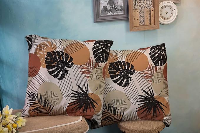 CAPSCEOLL Abstract Throw Pillow Covers,Stropical Leaves Beige 20 X 20 Inches Set of 2 Pillow Cases Decorative,Pillowcases for Bedroom,Living Room,Cushion Couch Sofa
