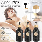 Black Bathroom Accessories Set 17PCS Bathroom Set with 3PCS Soap Dispenser Bathroom Accessory Set Black Trash Can for Bathroom Decor
