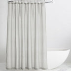 KGORGE Semi Sheer Shower Curtain for Bathroom - Linen Blend Fabric Lightweight Waterproof Privacy Assured Button Hole Shower Curtains for Bathtub, Grey, 72 x 90 inches Long, Hooks Included