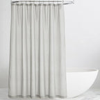 KGORGE Semi Sheer Shower Curtain for Bathroom - Linen Blend Fabric Lightweight Waterproof Privacy Assured Button Hole Shower Curtains for Bathtub, Grey, 54 x 78 inches Long, Hooks Included