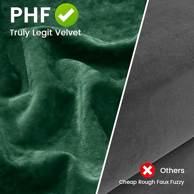 PHF Truly Velvet Pillowcases King Size, No Insert, 2 Pack Ultra Soft Breathable Pillow Shams Covers with Envelope Closure, 20" X 36" Luxury Cozy Warm Fuzzy Flannel, Emerald Green