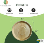 Charity Leaf Disposable Palm Leaf 16" Round Trays (100 pieces) Bamboo Like Serving Platters, Disposable Boards, Eco-Friendly Dinnerware For Weddings, Catering, Events Visit the Store