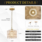 3-Pack Gold Glass Pendant Light Flower Small Ceiling Pendant Lighting Modern 1-Light for Kitchen Island Sink Dining Room Bedroom Entryway Hallway, E26
