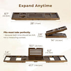 Teak Bathtub Tray Expandable Bathroom Tray for Home Spa Relaxation, Wooden Tray Caddy for Bathtub, Teak Bathtub Caddy as Unique Housewarming, Birthday, Wedding Shower Gifts (Walnut Teak)