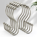 AmazerBath Shower Curtain Hooks, Shower Curtain Rings, Metal Nickel Shower Curtain Hooks Rust Proof, Smooth Glide Double Shower Hooks for Shower Curtain, Shower Rod Hooks 12Pcs