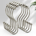 AmazerBath Shower Curtain Hooks, Shower Curtain Rings, Metal Nickel Shower Curtain Hooks Rust Proof, Smooth Glide Double Shower Hooks for Shower Curtain, Shower Rod Hooks 12Pcs