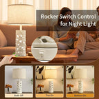 26.5" Farmhouse Table Lamp Set of 2, 3-Way Dimmable Touch Control Bedside Lamps Vintage Rustic Side Table Nightstand Lamps for Bedroom Living Room Study Room (Ceramic-1 Pack)