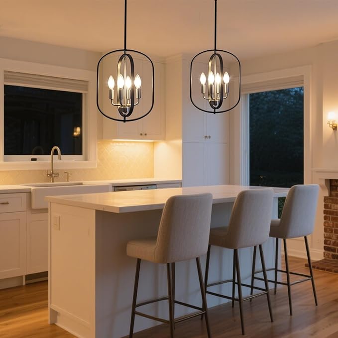 Black Nickel Chandelier Light, Modern Farmhouse Chandeliers for Dining Room Light Fixture, Adjustable Foyer Lighting Fixtures Small Rustic Kitchen Chandelier for Entryway Living Room Bedroom Hallway